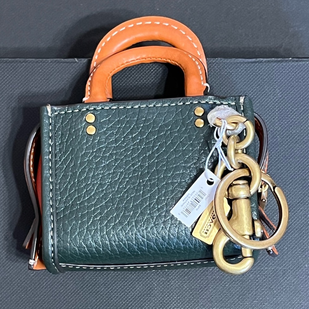 Coach Mini Rogue Bag Charm Amazon Green/Multi Colorblock